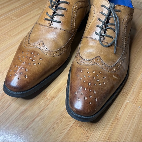 Mens Bar III Light Brown Cognac Wingtip Oxford Loafers Size 11.5 - Picture 3 of 7